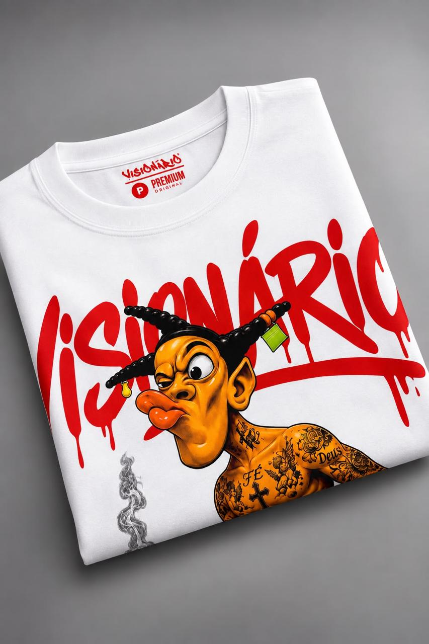 Camiseta Visionário Cartoon - branca