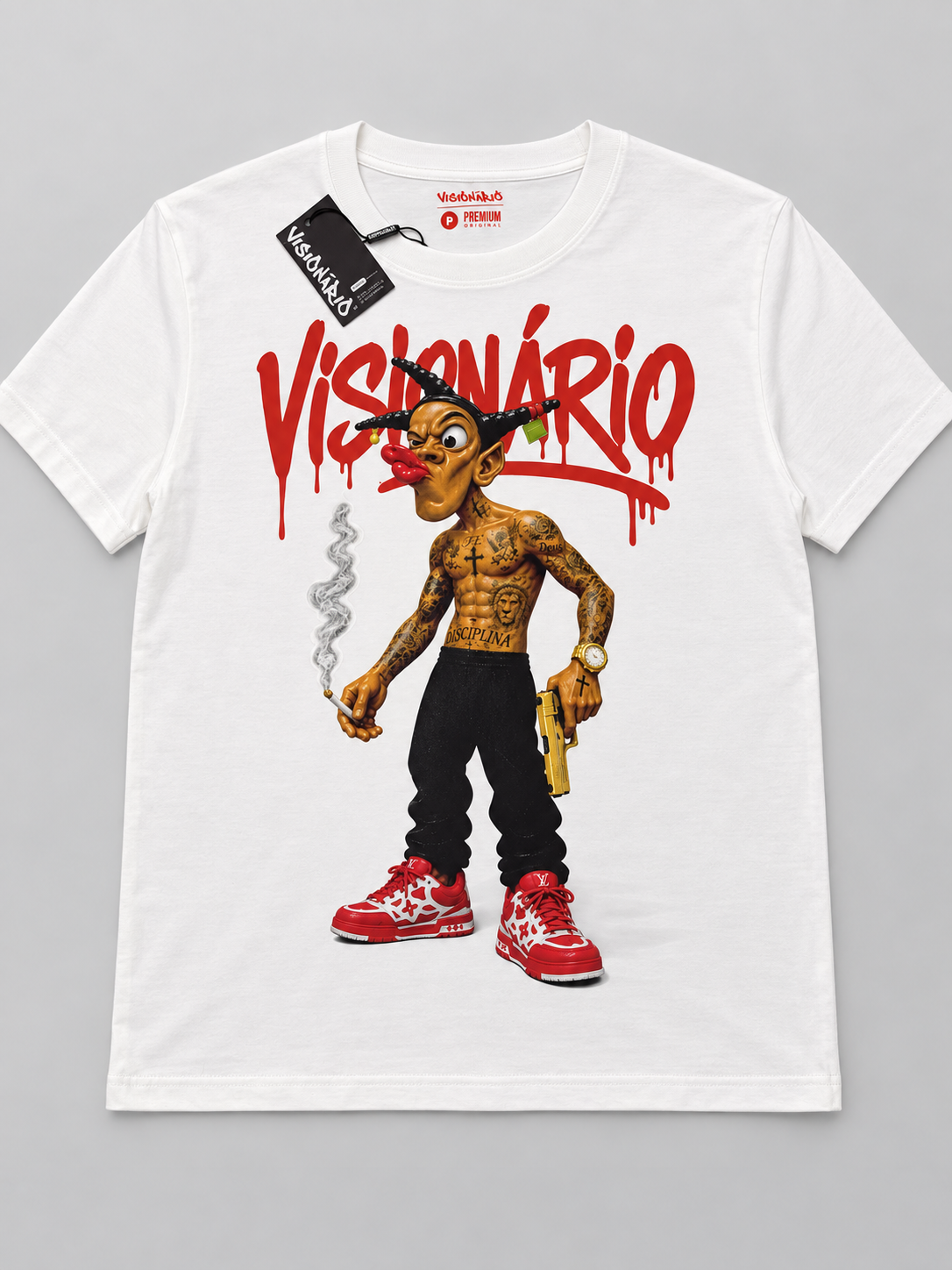 Camiseta Visionário Cartoon - branca