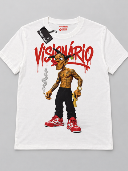 Camiseta Visionário Cartoon - branca